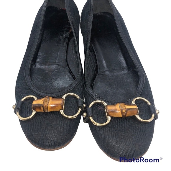 Women's Gucci GG Monogram Bamboo Horsebit Loafers Flats Shoes Size 6 Black - Picture 6 of 9